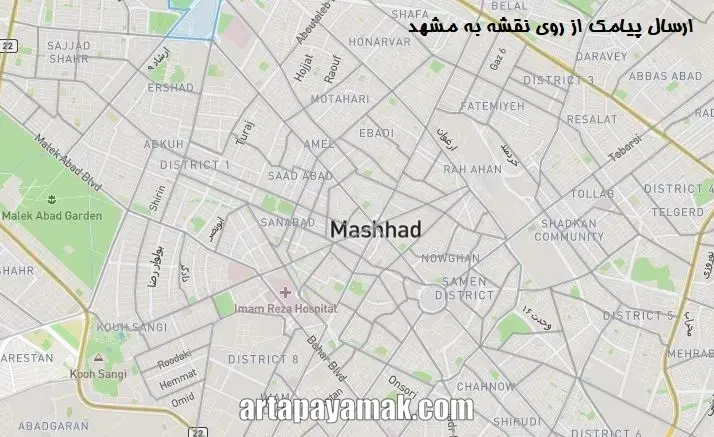 ارسال پیامک تبلیغاتی به مشهد با نقشه گوگل