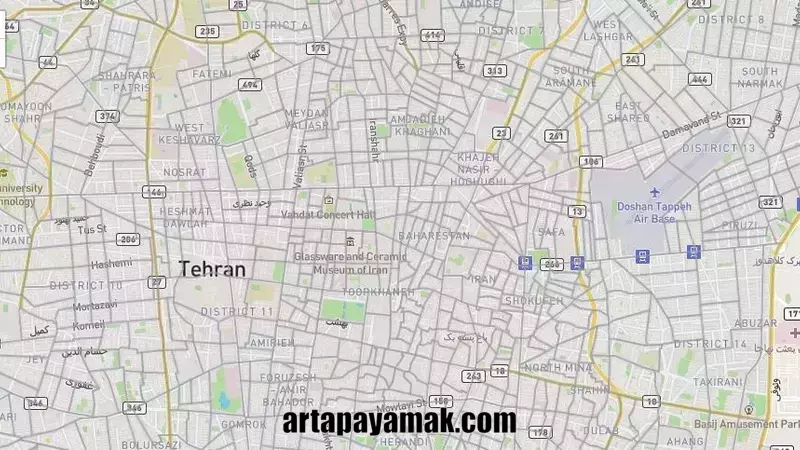 ارسال پیامک از روی نقشه تهران